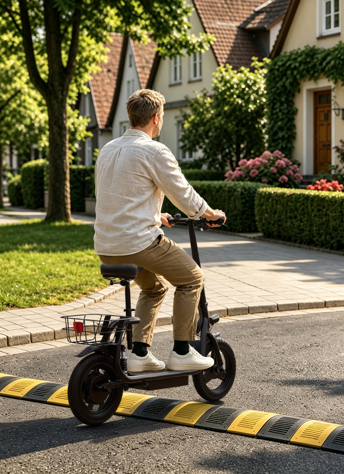 APEFOX C14 elsparkcykel med korg och sits för praktisk vardagspendling – Wheelyshop