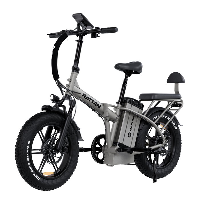 Fat bike elettrica pieghevole RATTAN LM Ultra vista di tre quarti in colore grigio