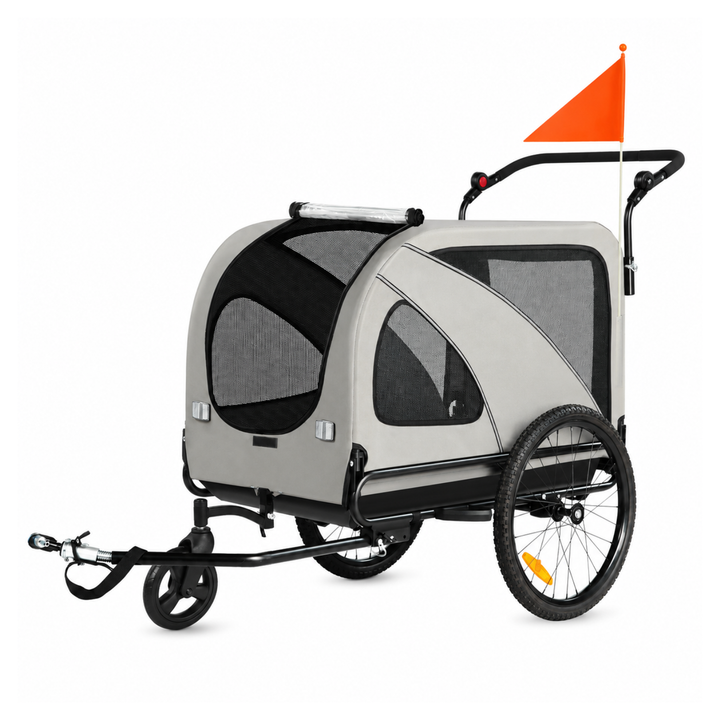 Rimorchio bici per animali Smart 10202NS in grigio visto di lato
