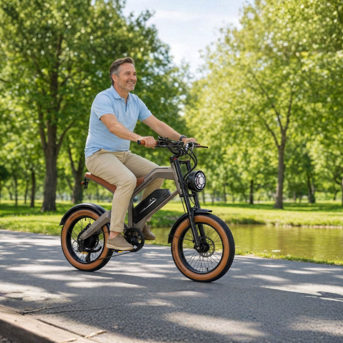 ZONVEER M20 elcykel med fram- och baklyse och signalhorn – Wheelyshop
