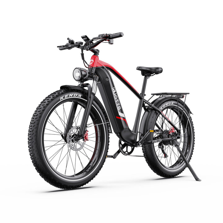 Fat bike elettrica Duotts F26 Lite vista di tre quarti da dietro in colore rosso