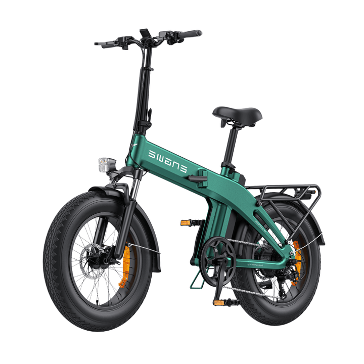 Fat bike elettrica pieghevole ENGWE EP-2 3.0 Boost vista di tre quarti in colore verde
