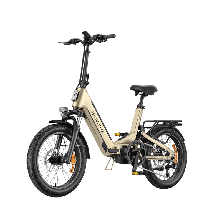 Bici elettrica pieghevole ENGWE L20 3.0 Pro vista di tre quarti in colore beige