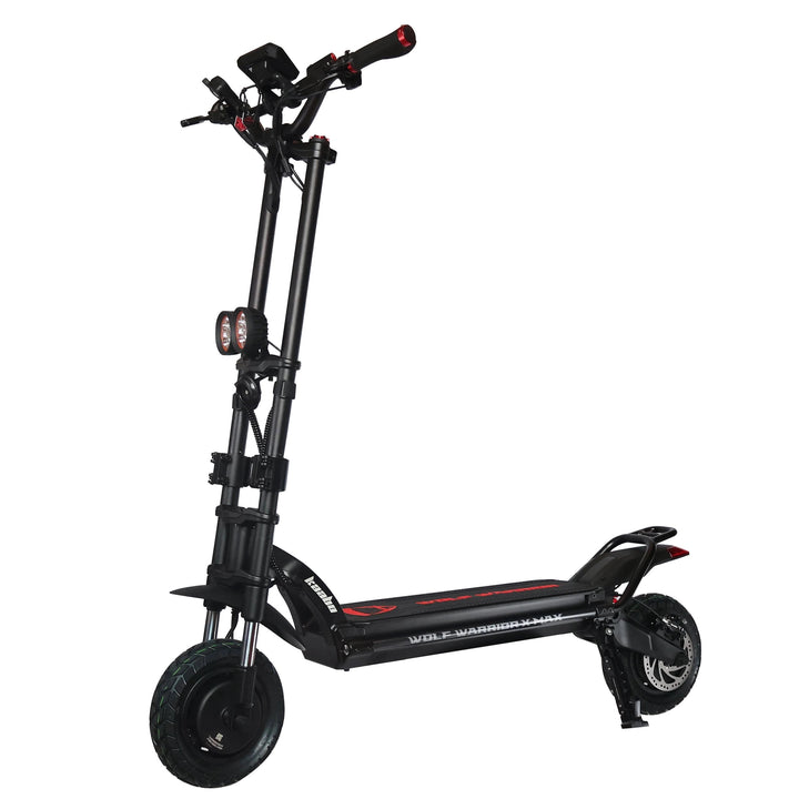 Monopattino elettrico KAABO WOLF WARRIOR X MAX visto di tre quarti in colore nero