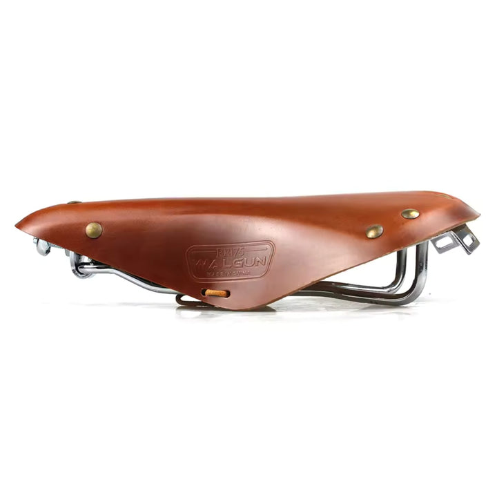 Sella per bici elettrica Leather Edition in marrone, vista laterale