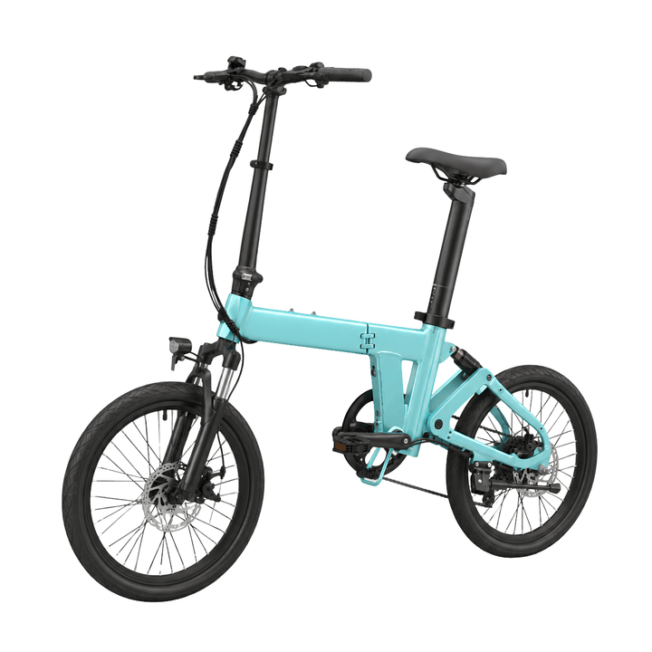 Bici elettrica pieghevole YANGOR H19 vista dal lato opposto in colore azzurro