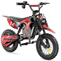 Moto da cross elettrica Wheely A14 vista di tre quarti in colore rosso