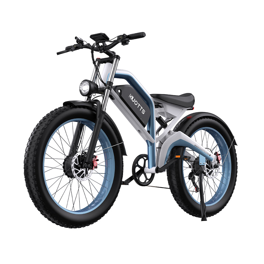 Fat bike elettrica Duotts N26 vista di tre quarti in colore grigio