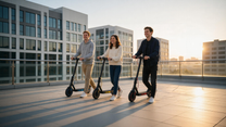 Persona alla guida del monopattino elettrico Wheely J04 in città