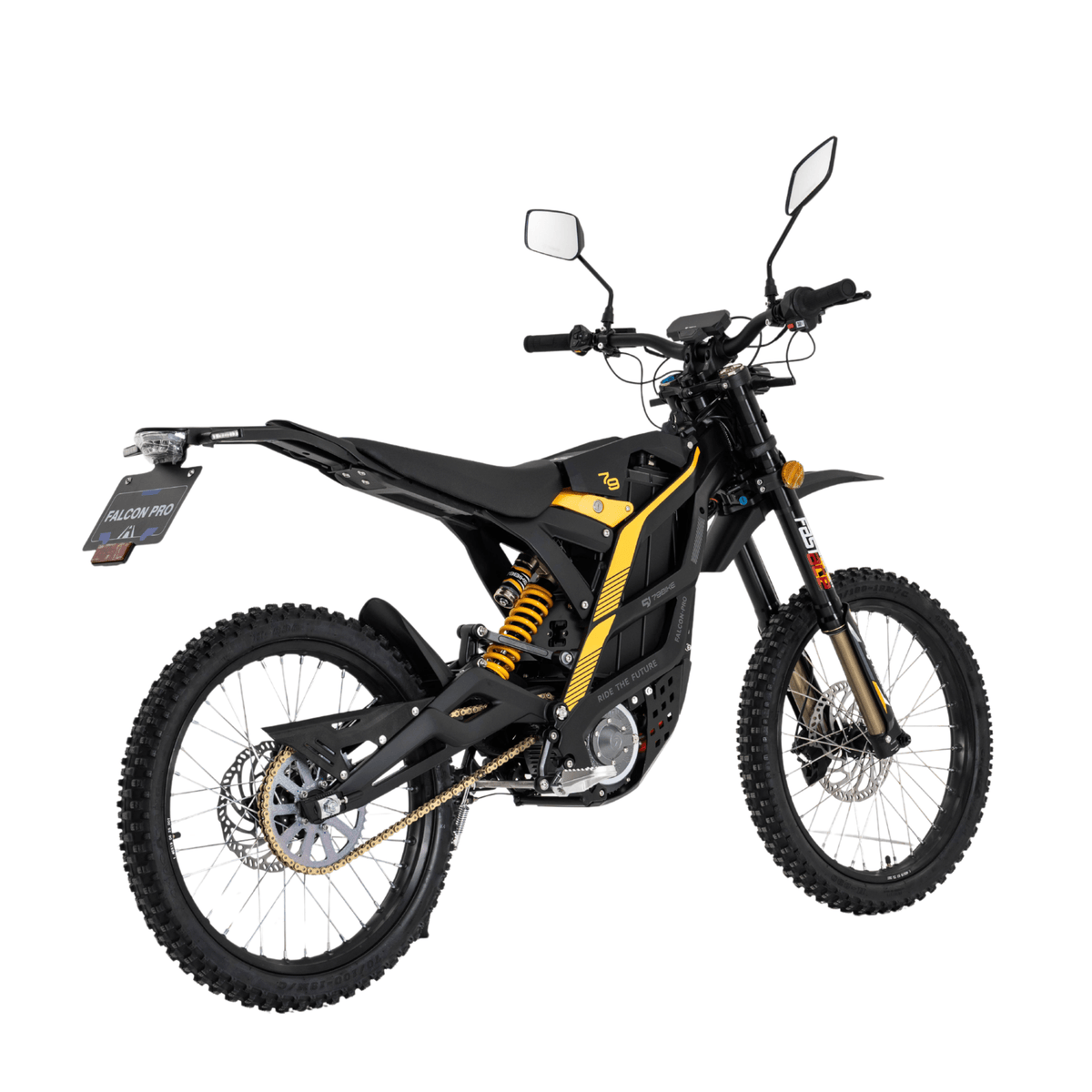 Moto da cross elettrica 79BIKE Falcon Pro RL vista di lato in colore nero