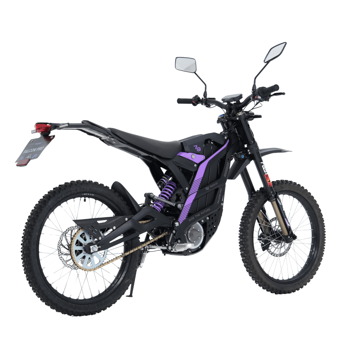 Moto da cross elettrica 79BIKE Falcon Pro RL vista di tre quarti in colore rosso