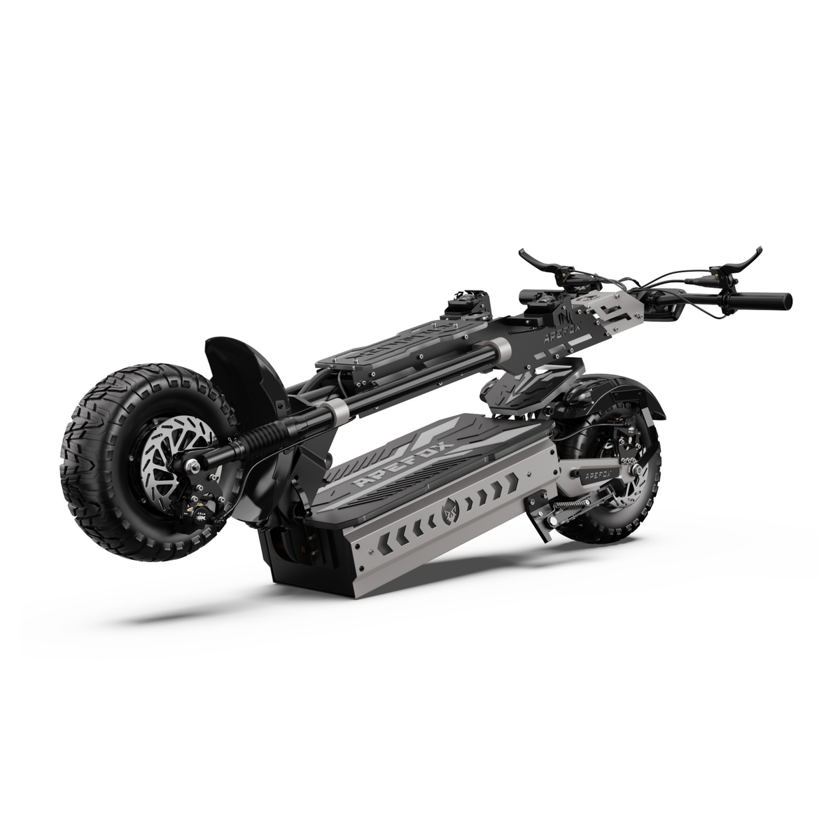 Monopattino elettrico APEFOX T90 ULTRA piegato, in vista laterale