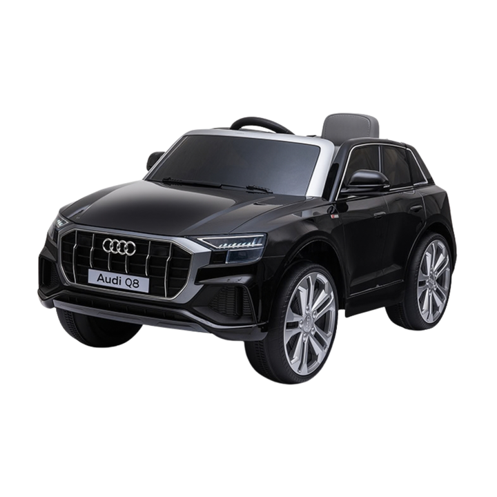 Auto elettrica per bambini Audi Q8 vista di tre quarti in colore nero