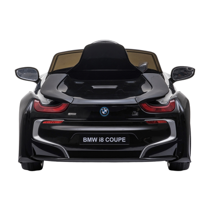 Auto elettrica per bambini BMW i8 Coupé vista da dietro in colore nero