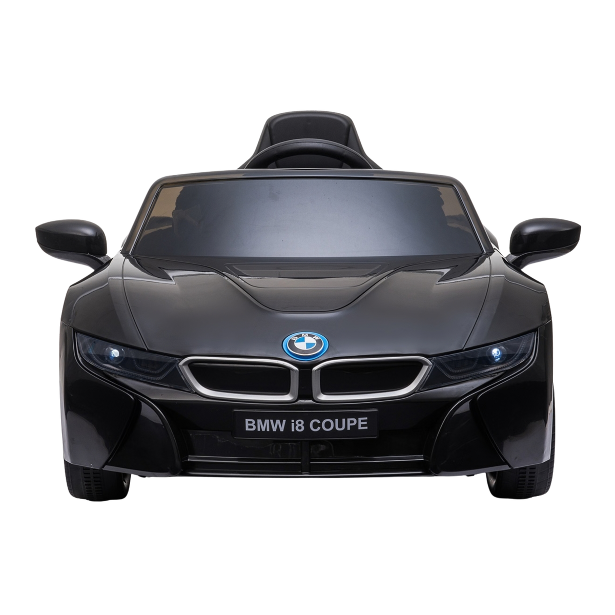Auto elettrica per bambini BMW i8 Coupé vista di fronte in colore nero