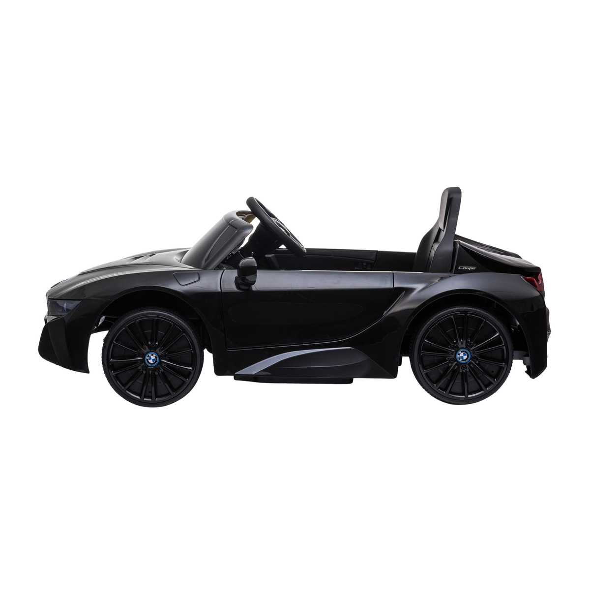 Auto elettrica per bambini BMW i8 Coupé vista di lato in colore nero