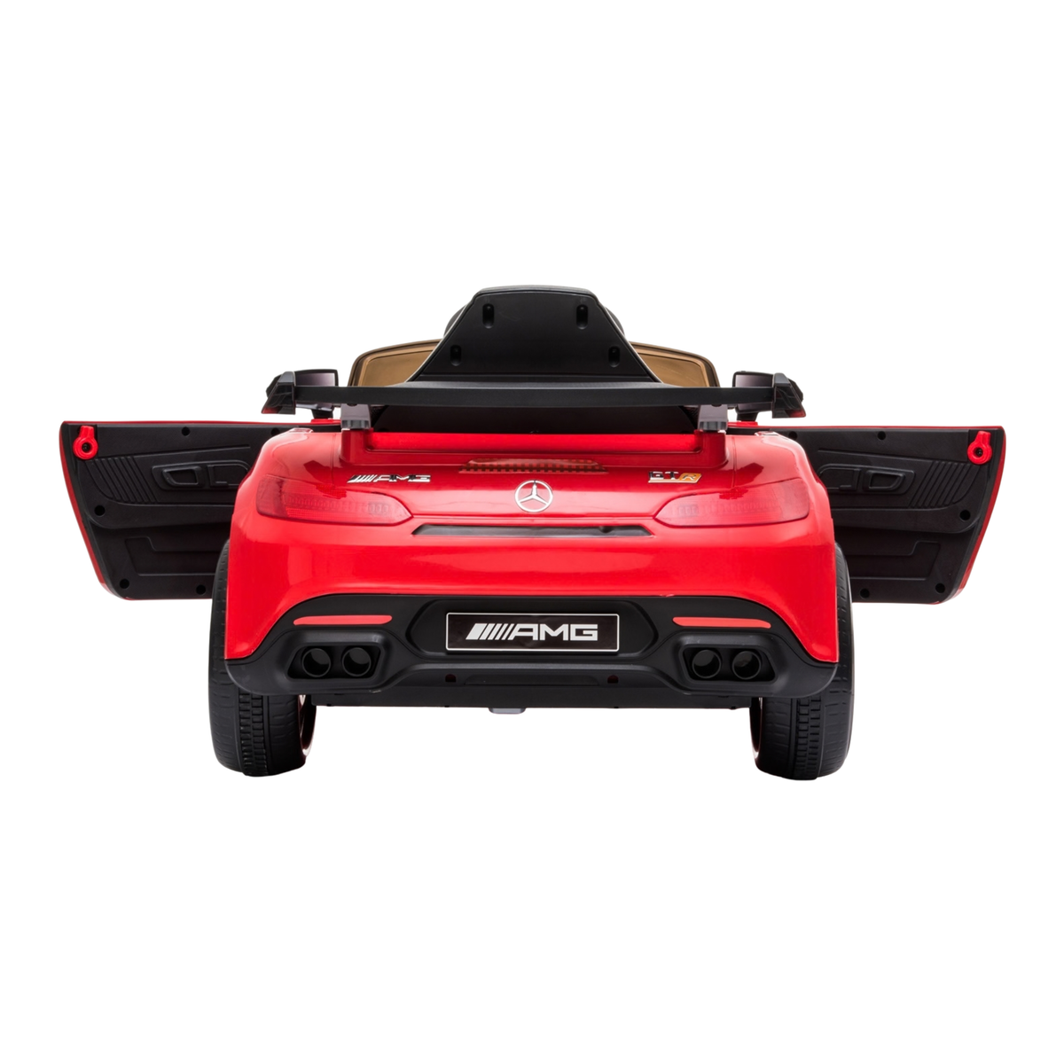 Auto elettrica per bambini Mercedes AMG GT con le portiere aperte in colore rosso