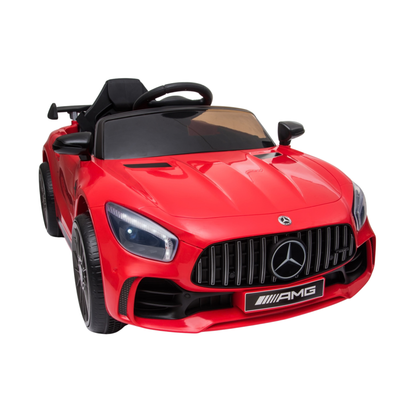 Auto elettrica per bambini Mercedes AMG GT vista di tre quarti in colore rosso