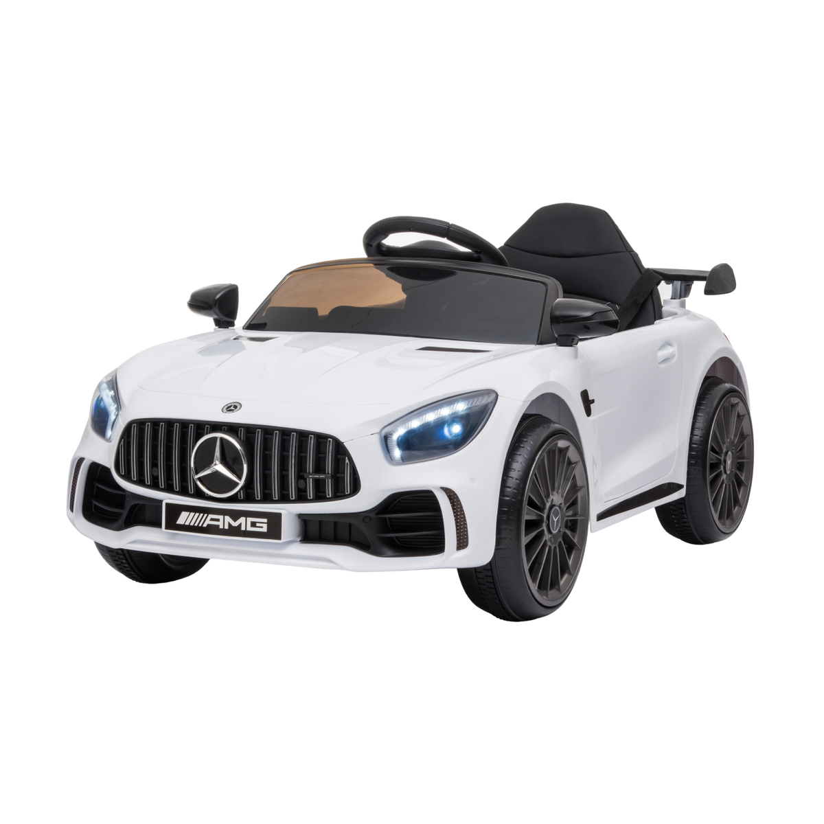 Auto elettrica per bambini Mercedes AMG GT vista di tre quarti in colore bianco