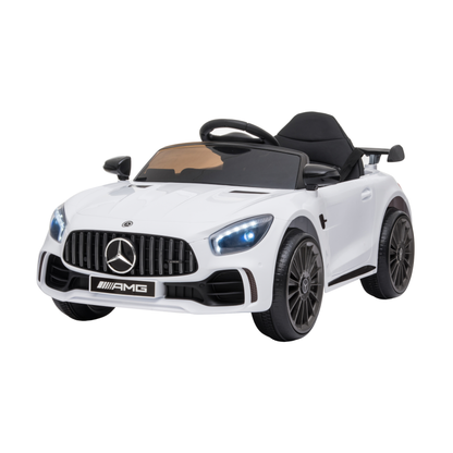 Auto elettrica per bambini Mercedes AMG GT vista di tre quarti in colore bianco