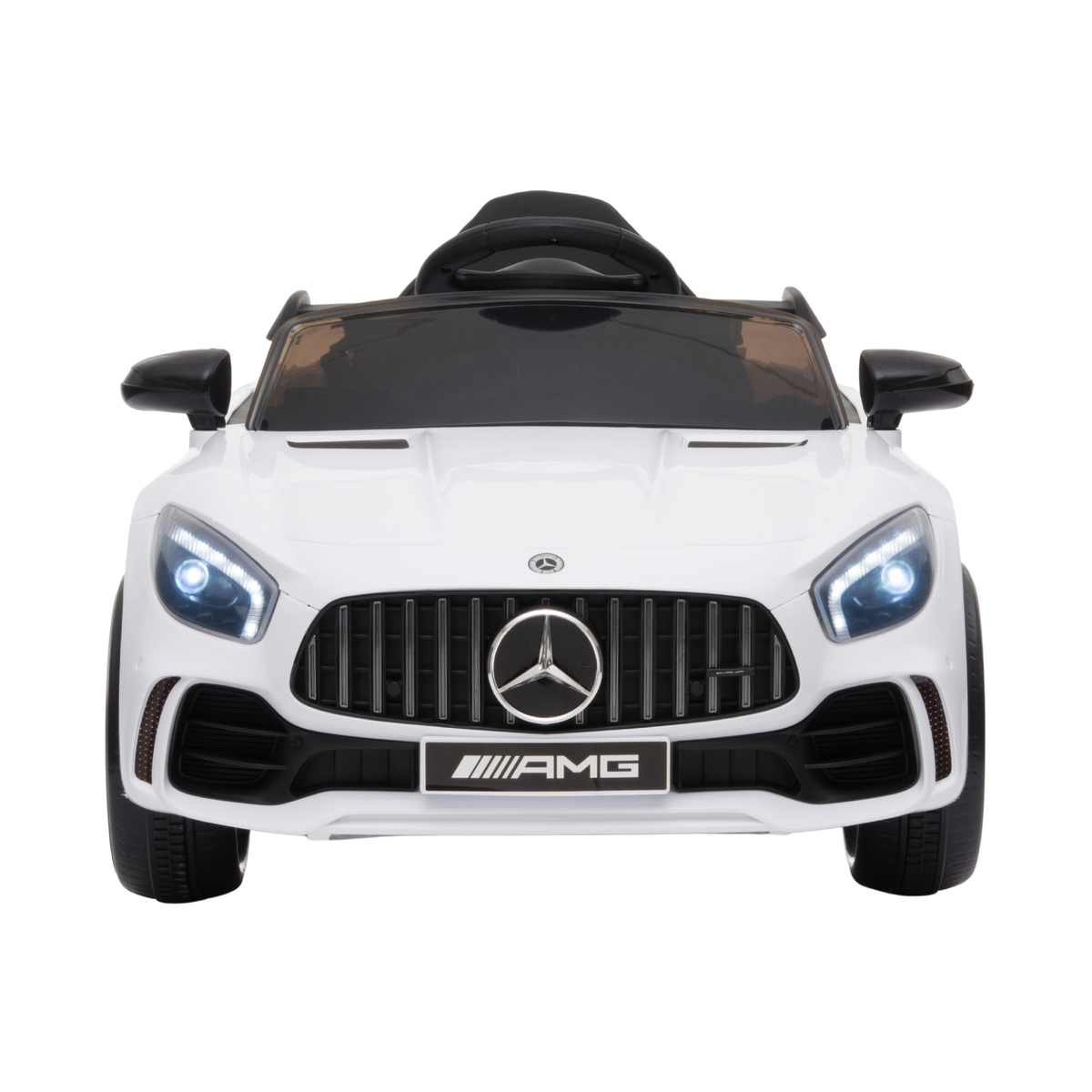 Auto elettrica per bambini Mercedes AMG GT vista di fronte in colore bianco