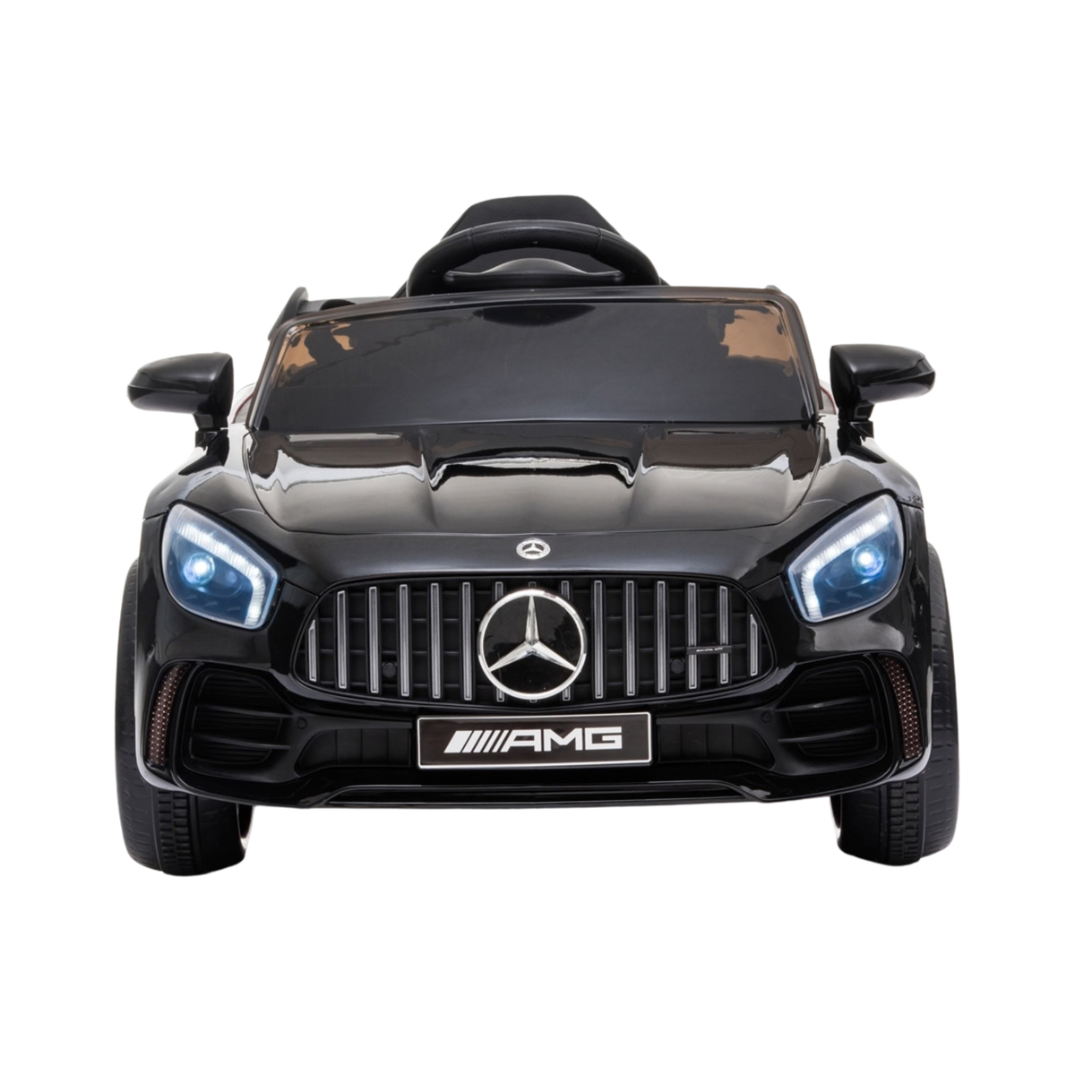 Auto elettrica per bambini Mercedes AMG GT vista di fronte in colore nero