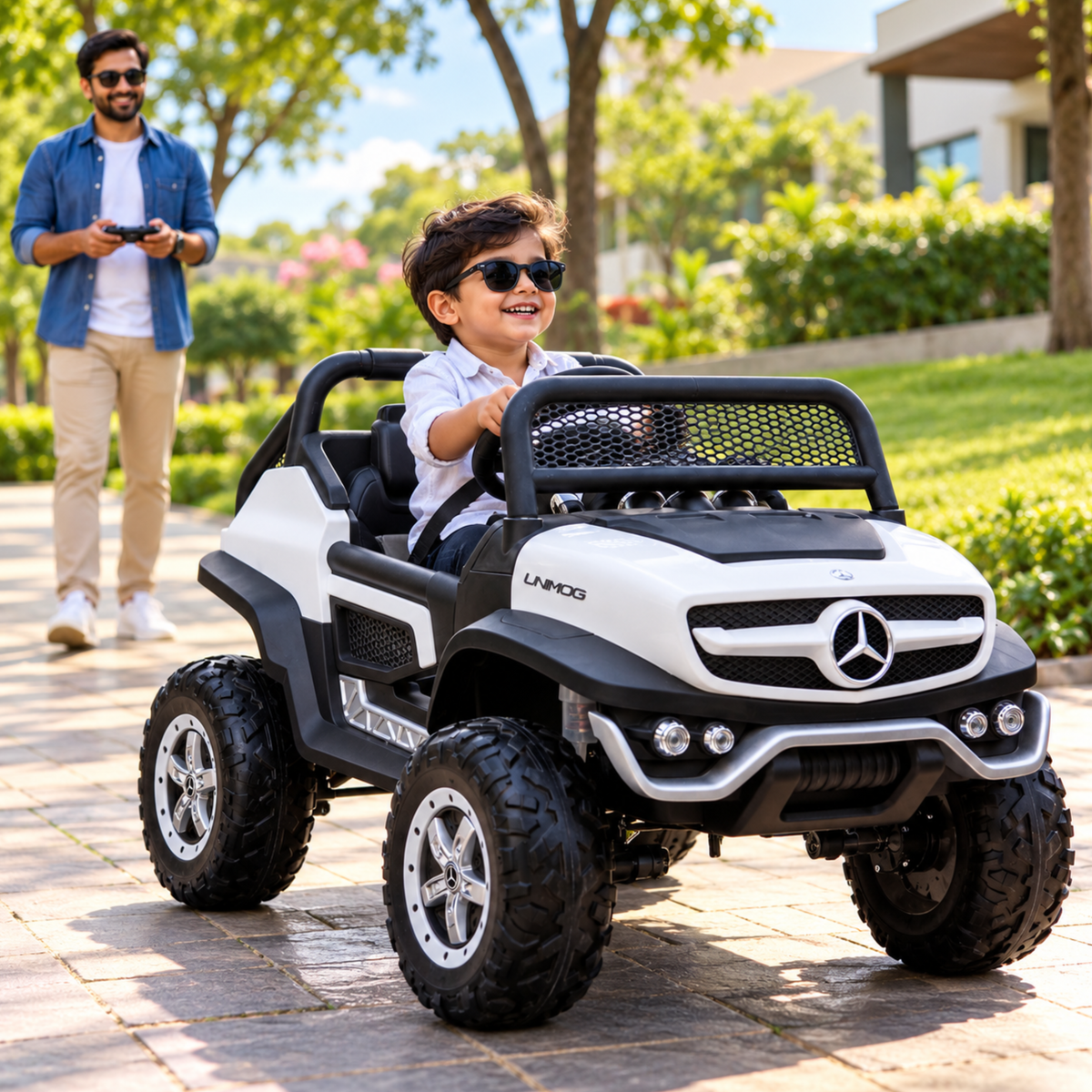 Macchina elettrica per bambini Mercedes Benz Unimog Truck - Wheelyshop