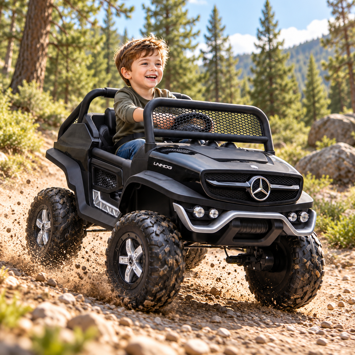 Macchina elettrica per bambini Mercedes Benz Unimog Truck - Wheelyshop
