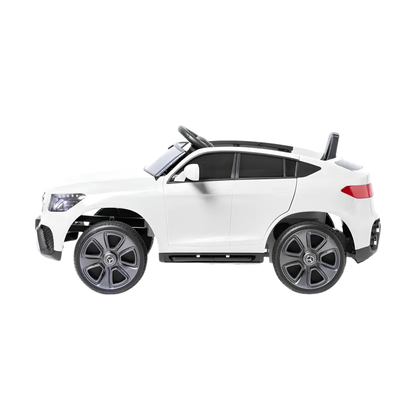 Auto elettrica per bambini Mercedes GLC Coupé vista di lato in colore bianco
