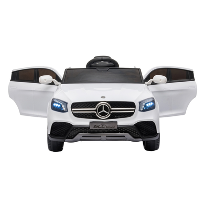 Auto elettrica per bambini Mercedes GLC Coupé con le portiere aperte in colore bianco