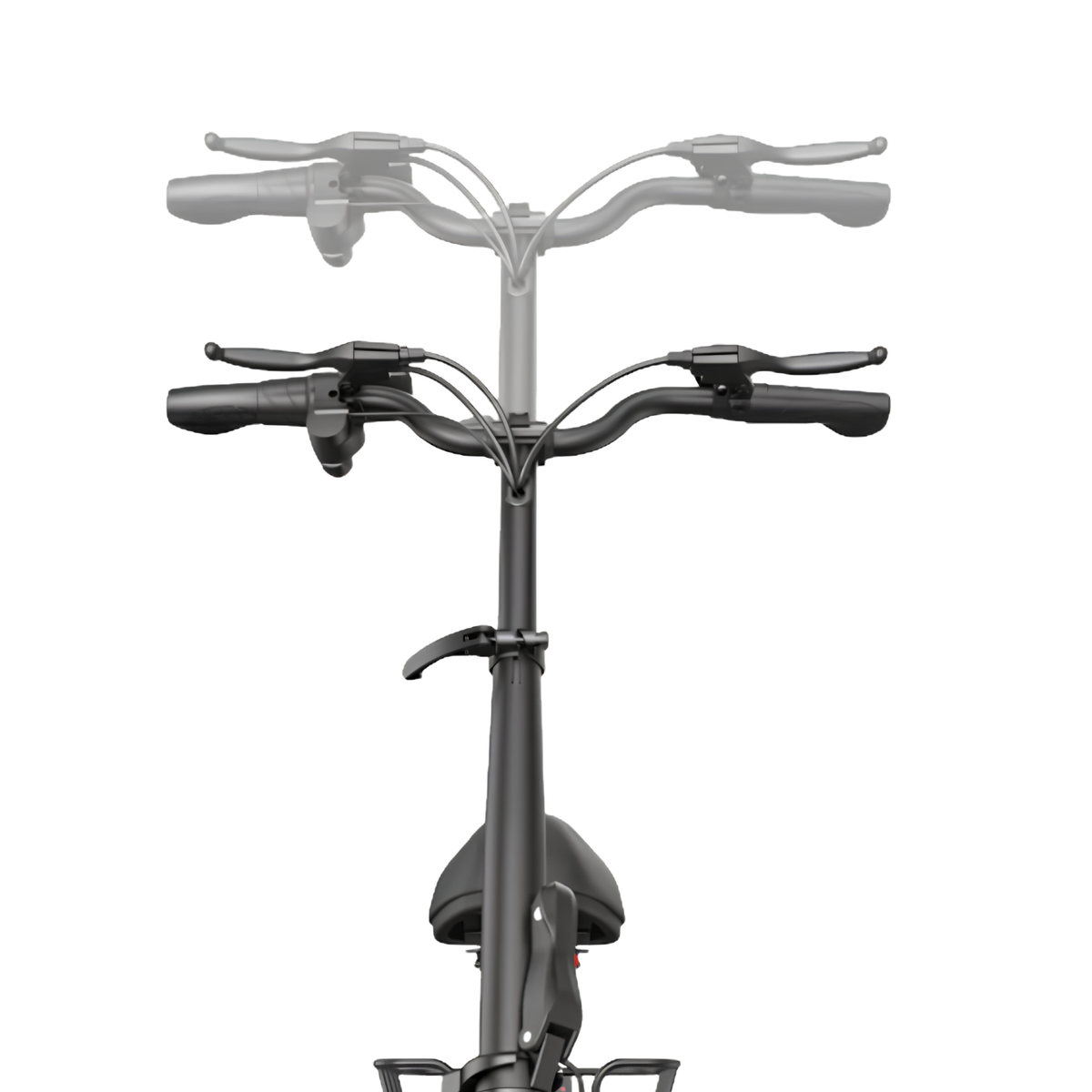 GYROOR C1 Plus manubrio con leva del freno e piantone dello sterzo, mostrato in due posizioni di altezza