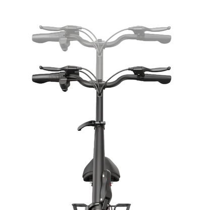 GYROOR C1 Plus manubrio con leva del freno e piantone dello sterzo, mostrato in due posizioni di altezza