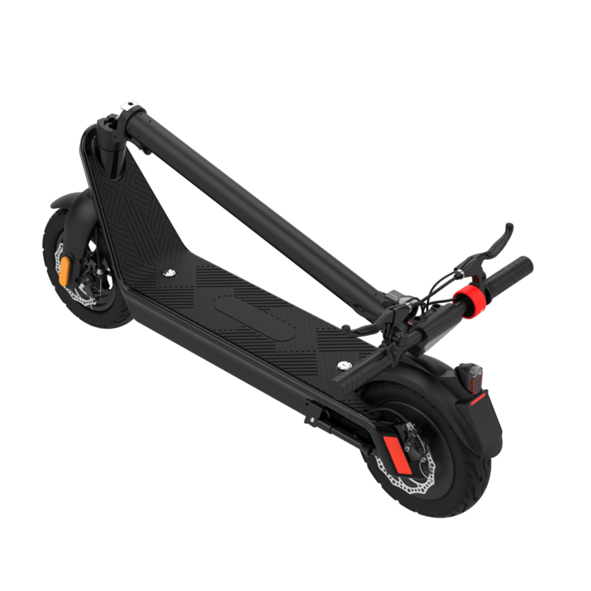 Monopattino elettrico HX X9 Pro Max piegato, in vista di tre quarti
