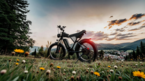 Fat bike elettrica LOOKROAD L20 vista di tre quarti su un prato