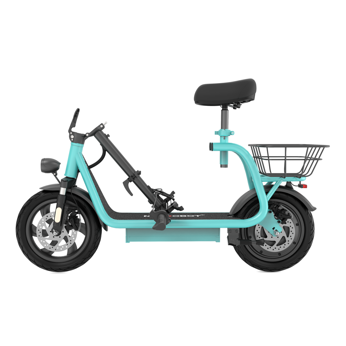 Monopattino elettrico Nanrobot M5 piegato in colore turchese