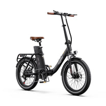 Bici elettrica pieghevole OneSport OT16-2 vista di fronte in colore nero