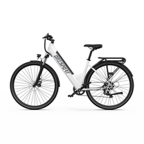 OneSport OT12 Pro, bicicletta elettrica bianca con telaio basso, vista laterale diretta