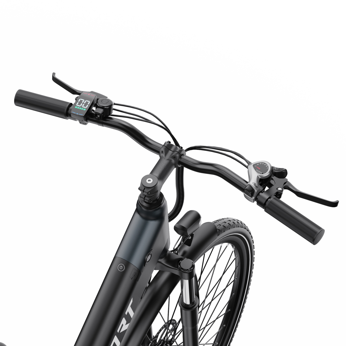 Manubrio di OneSport OT12 Pro con display, comando del cambio e leva del freno