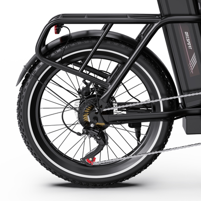OneSport OT16 Pro, ruota posteriore con portabagagli, parafango, freno a disco e deragliatore