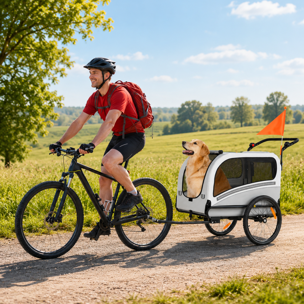 Smart husdjursvagn cykel 10202NS med säkerhetslina, reflexer och flagga – Wheelyshop