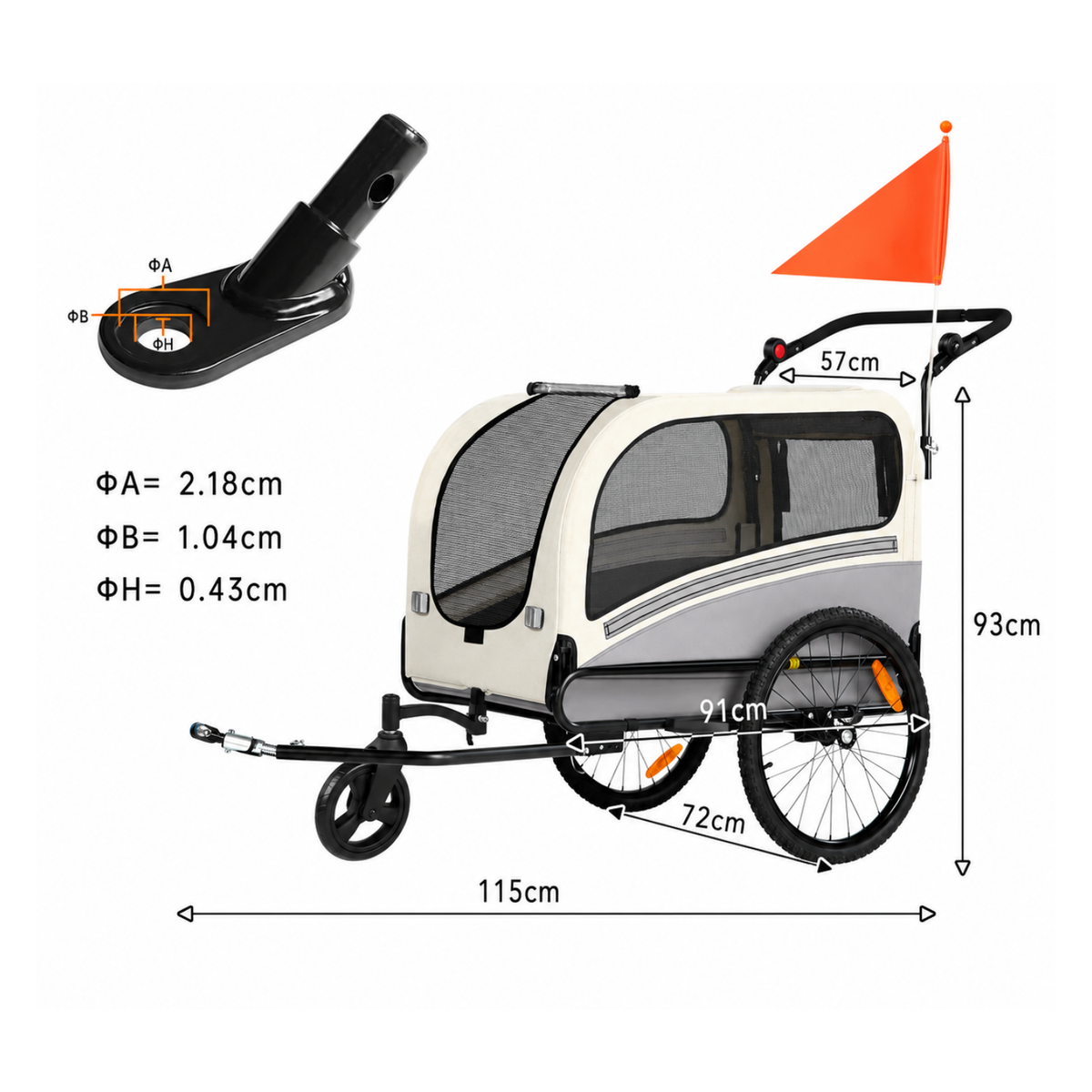 Smart husdjursvagn cykel 10202NS med nätpaneler för ventilation och sikt – Wheelyshop