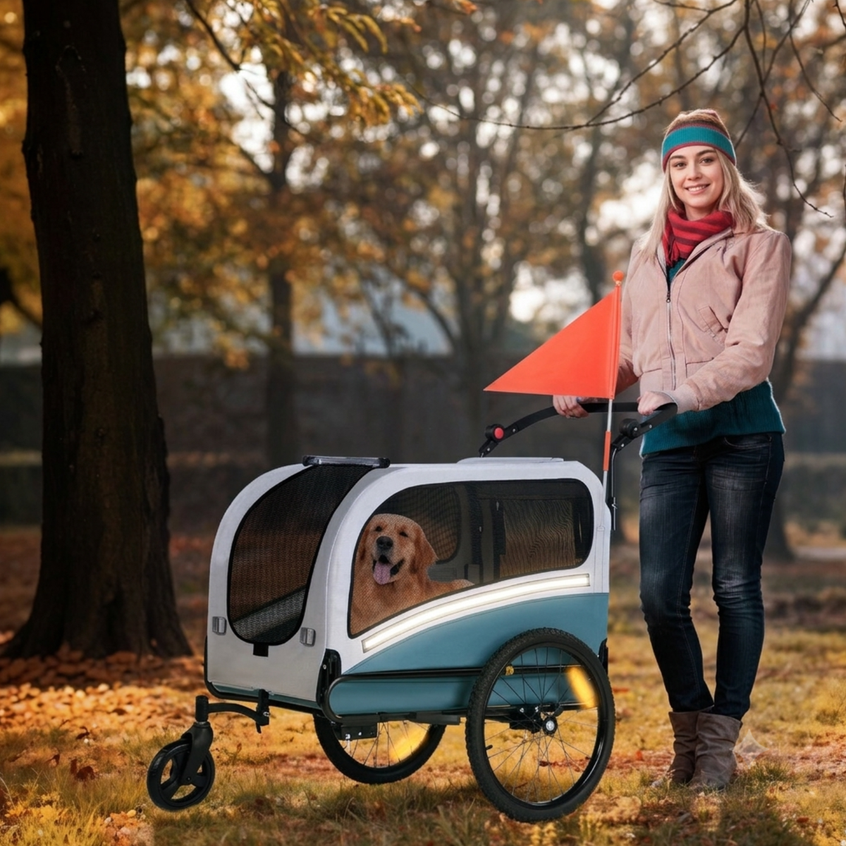 Smart husdjursvagn cykel 10202NS med ingångar fram och bak för hunden – Wheelyshop