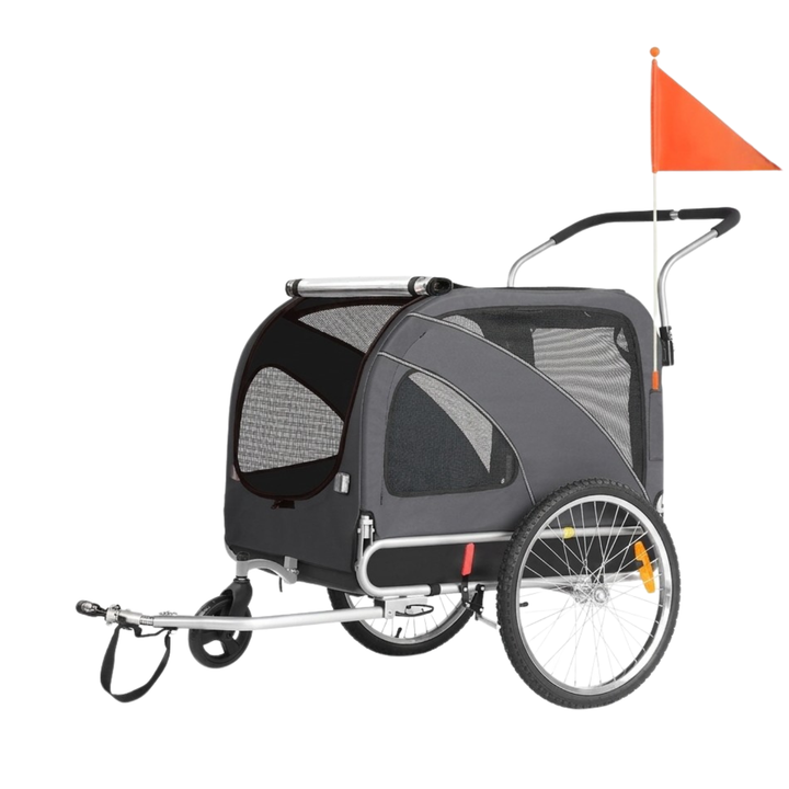 Rimorchio bici per animali Smart 10202B in grigio visto di lato