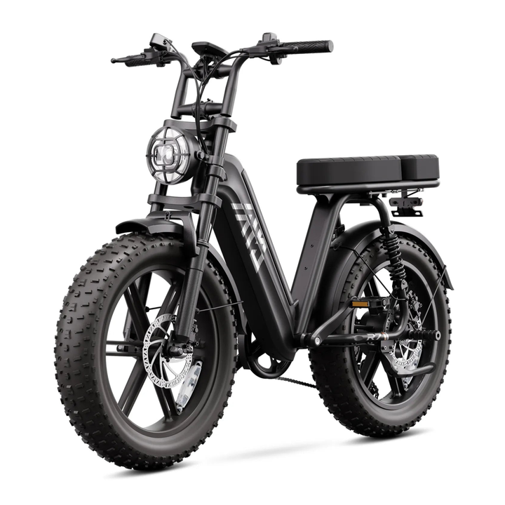 Fat bike elettrica TST R7 vista di tre quarti in colore nero