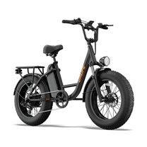 URLIFE E20 Pro, bicicletta elettrica nera vista anteriore angolata con faro, portapacchi e pneumatico fat