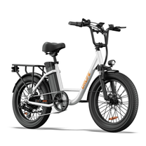 Fat bike elettrica URLIFE E20 vista di tre quarti da dietro in colore bianco