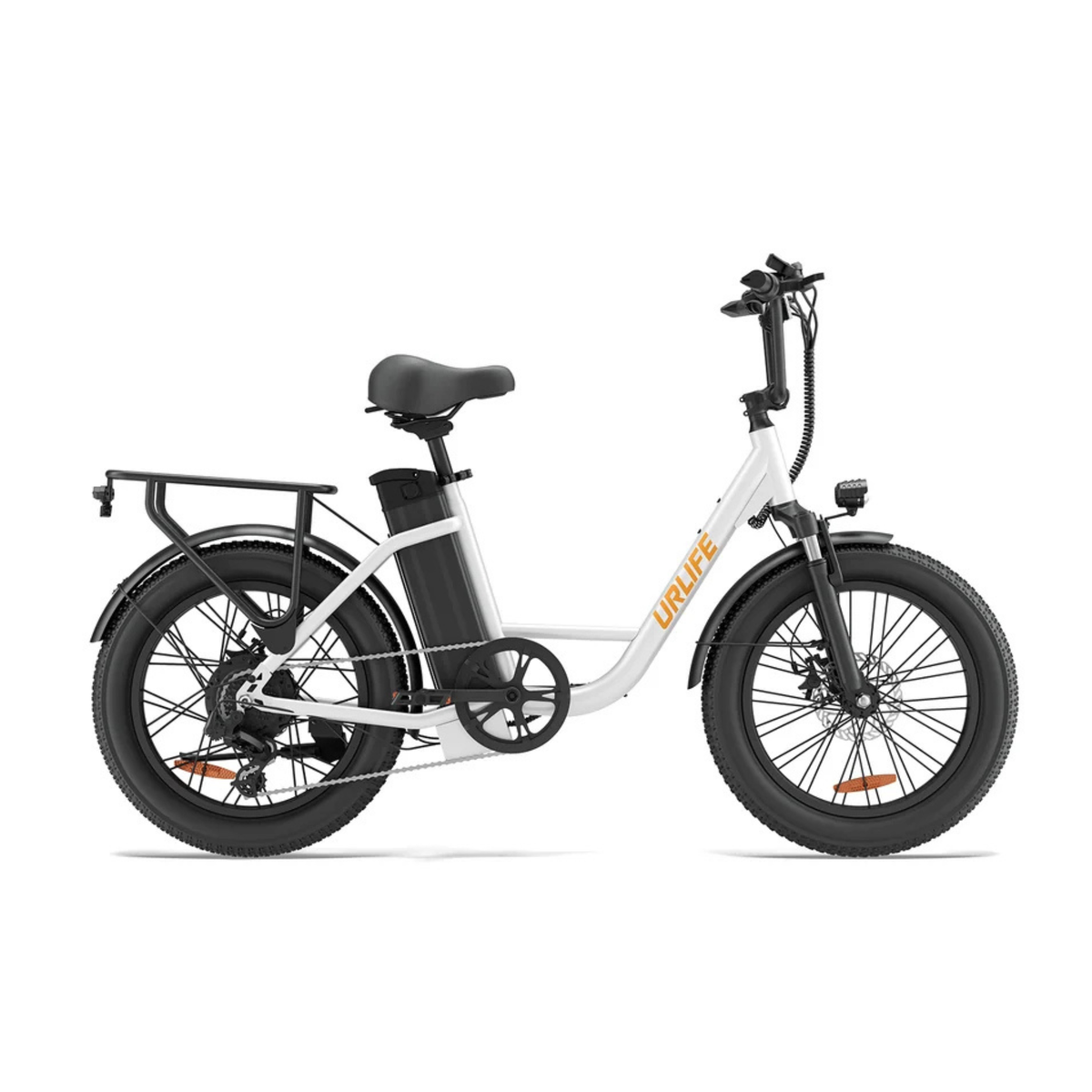 Fat bike elettrica URLIFE E20 vista dal lato opposto in colore bianco