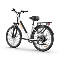 Bici elettrica URLIFE E26 vista di tre quarti da dietro in colore bianco