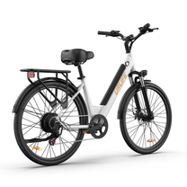 Bici elettrica URLIFE E26 vista di tre quarti da dietro dal lato opposto in colore bianco