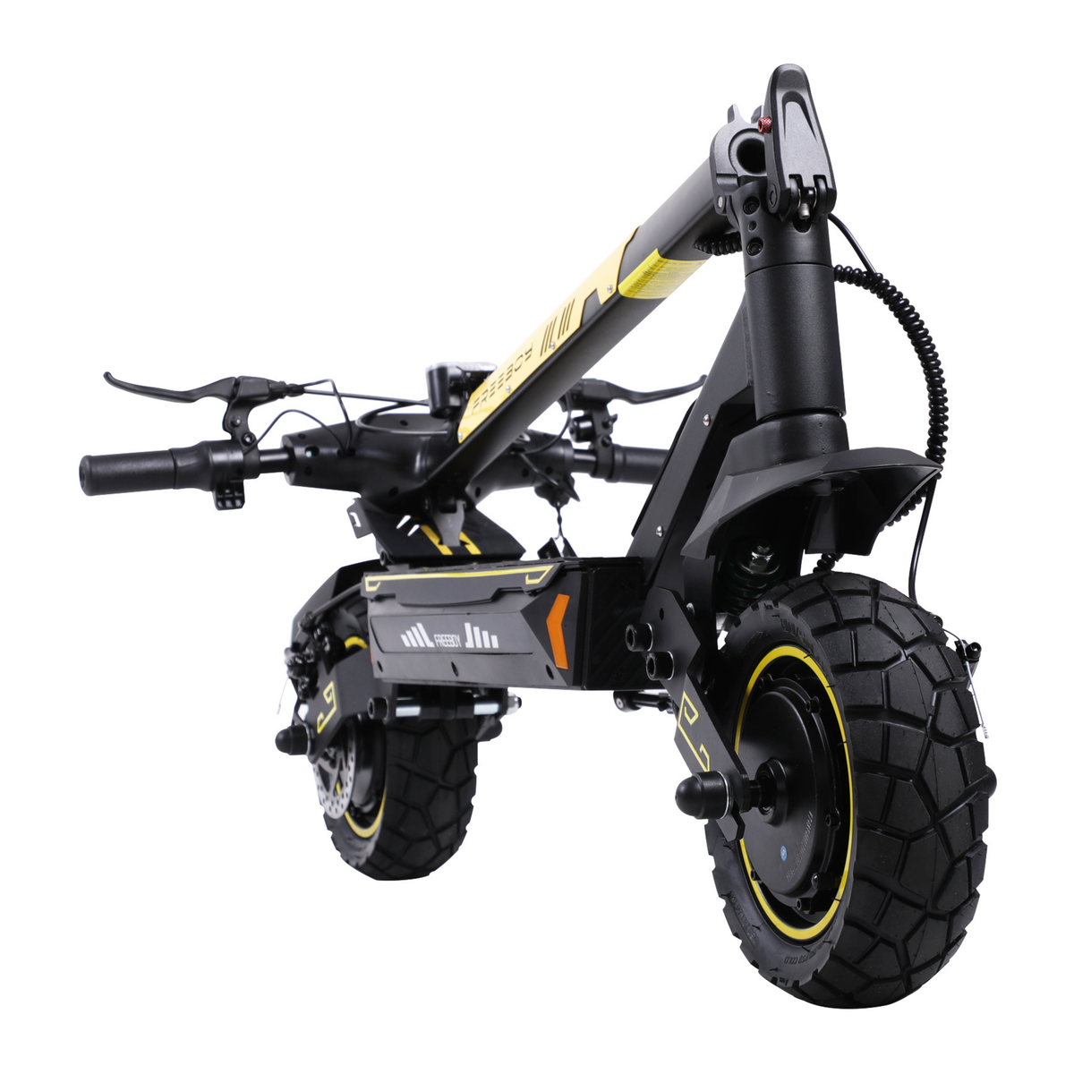 Monopattino elettrico Wheely - H7 nero e giallo con piantone abbassato e pneumatici tassellati
